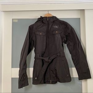North Face Waist Tie Brown Hoodie Raincoat Sz XSP